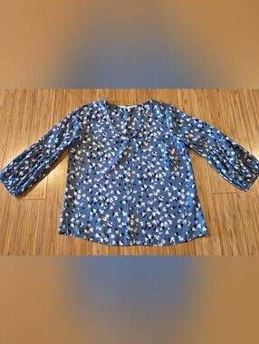 Collective Concepts Blue Floral V-Neck Women’s Blouse